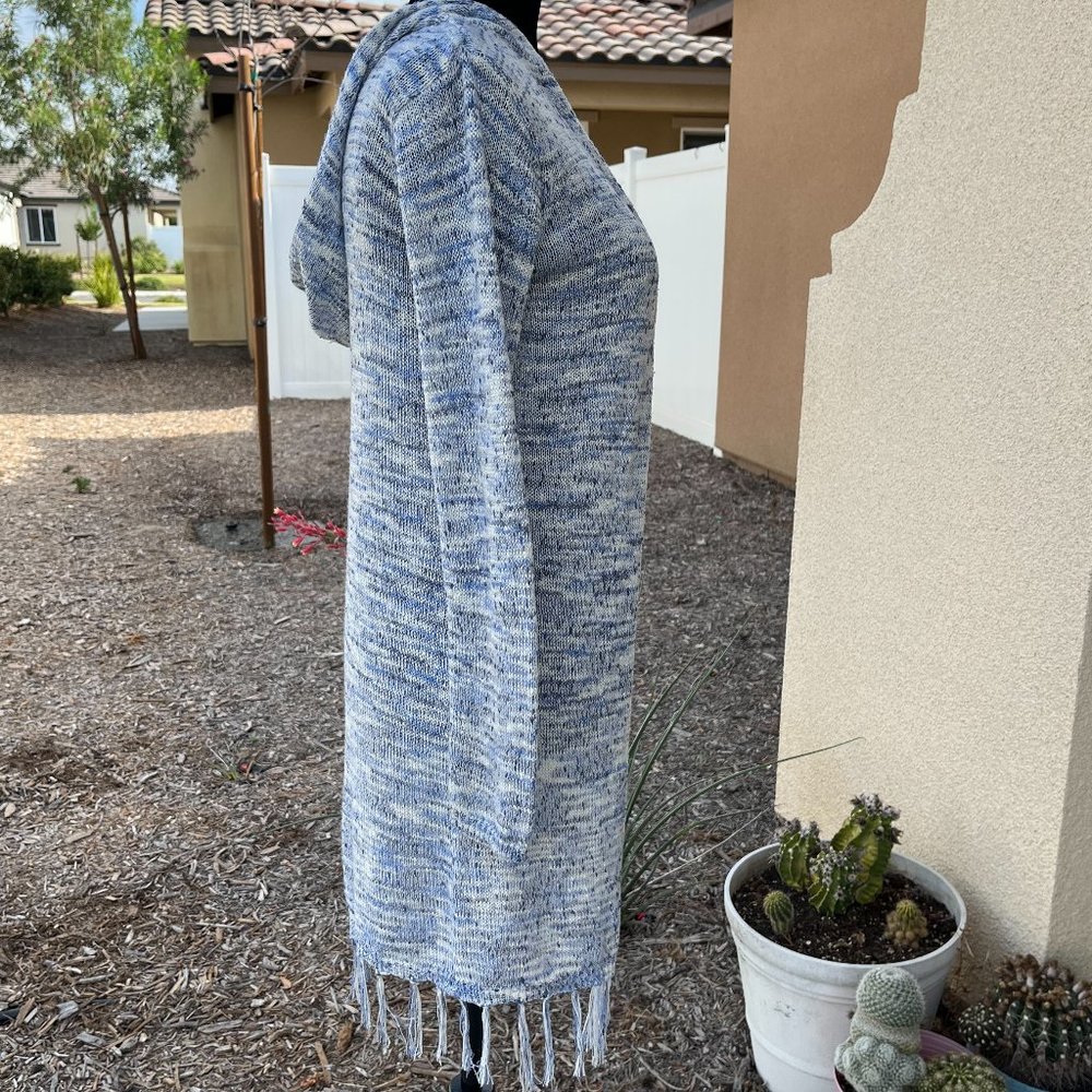Mudd Blue & White Open Cardigan With Hood Girls Size 16 - Picture 15 of 16